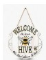 Bee Welcome to Our Hive Wooden Hanging Sign – Rustic Garden & Home Décor – 7.9” or 12” Round Wall Plaque