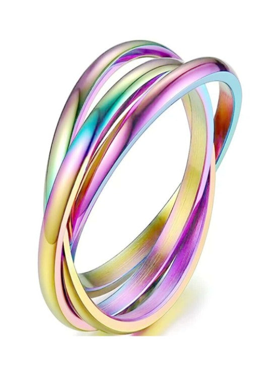 Three Lives, Three Worlds – Iridescent Interlocking Ring Set