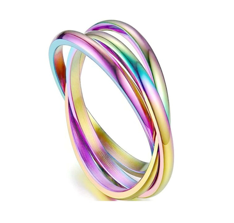Three Lives, Three Worlds – Iridescent Interlocking Ring Set