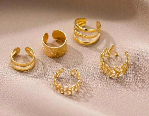 Boho Leaf Ear Cuff Set – 5pcs Nature-Inspired No-Piercing Earrings
