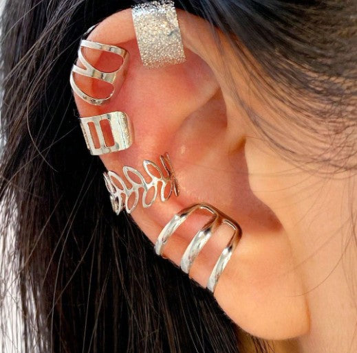 Boho Leaf Ear Cuff Set – 5pcs Nature-Inspired No-Piercing Earrings