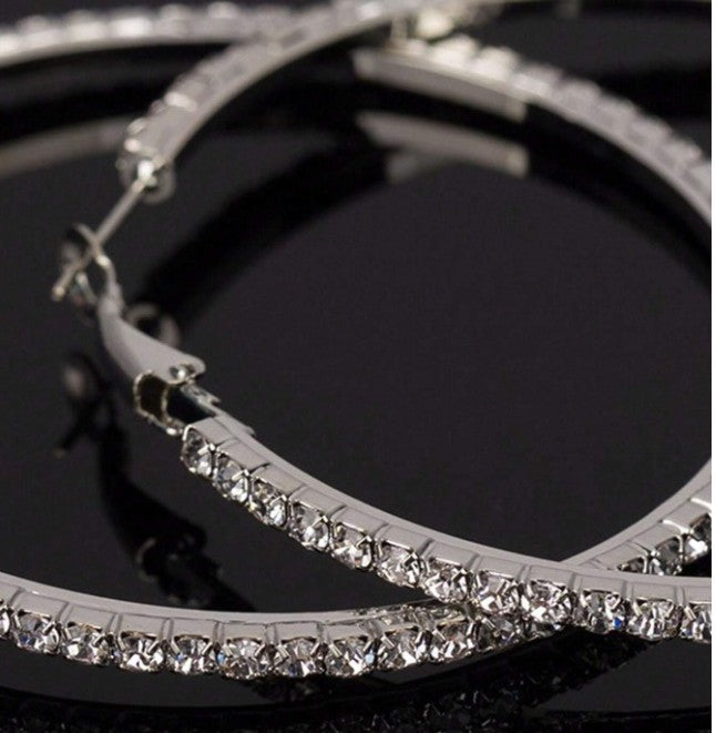 Exaggerated Rhinestone Hoop Earrings – Glam Statement Sparkle