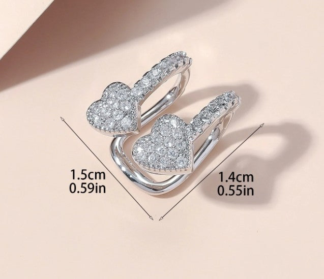 Double Heart Ear Cuff – Copper & Zirconia Clip-On Earring (No Piercing)