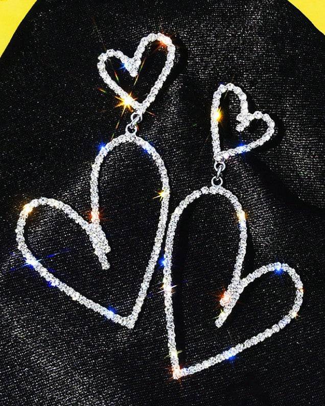 Silver Double Heart Earrings – Flirty & Feminine Charm Jewelry