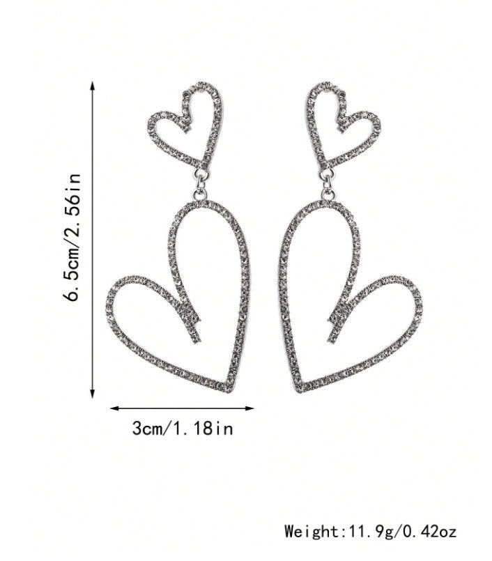Silver Double Heart Earrings – Flirty & Feminine Charm Jewelry