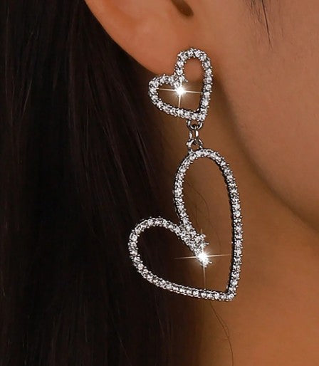 Silver Double Heart Earrings – Flirty & Feminine Charm Jewelry