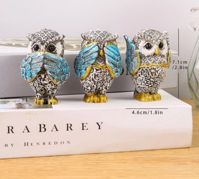 Three Wise Owls – Retro Boho Owl Shelf Decor Gift Set