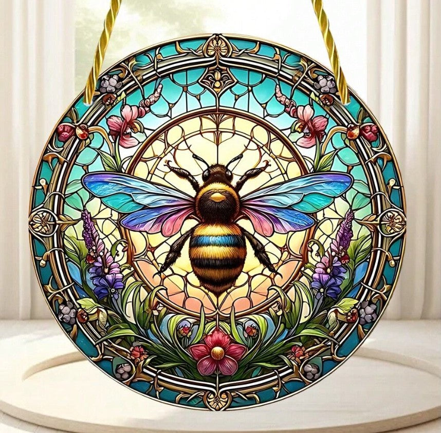 Colorful Acrylic Bee Sun Catcher – Nature-Inspired Window Hanging