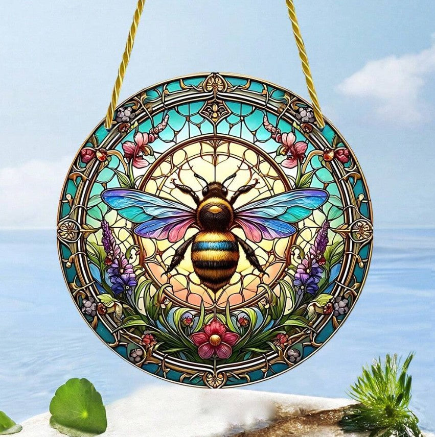 Colorful Acrylic Bee Sun Catcher – Nature-Inspired Window Hanging