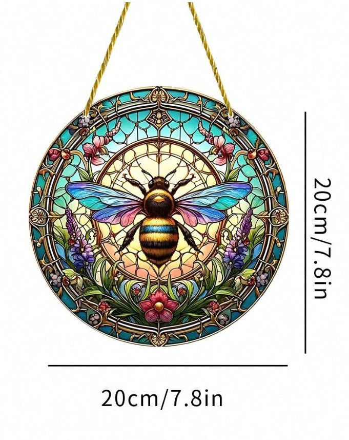 Colorful Acrylic Bee Sun Catcher – Nature-Inspired Window Hanging