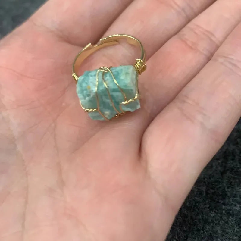 Natural Stone Healing Crystals Ring