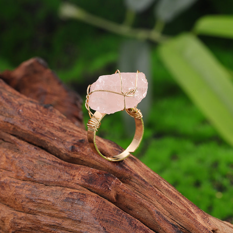 Natural Stone Healing Crystals Ring