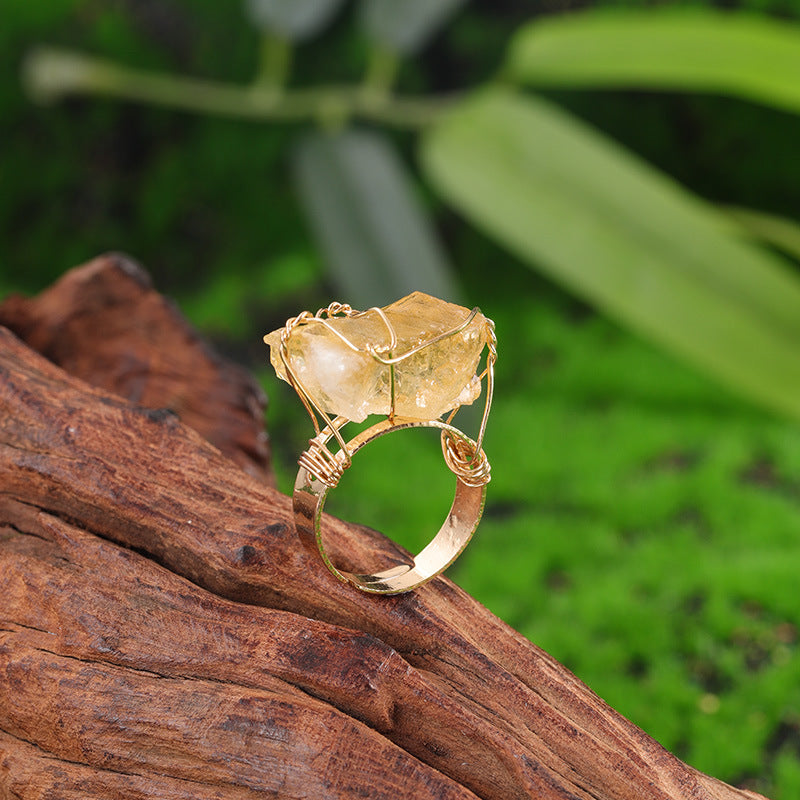 Natural Stone Healing Crystals Ring