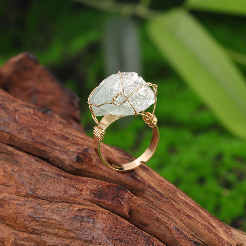 Natural Stone Healing Crystals Ring