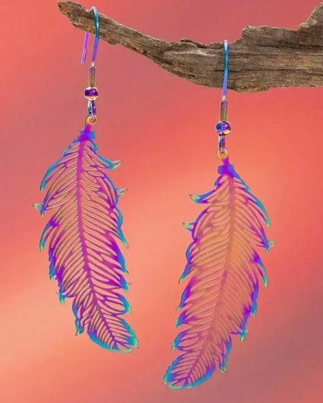 “Bohemian colorful copper feather earrings for women”

“Lightweight hollow feather earrings with spiritual meaning”

“Boho chic feather earrings with vibrant colors and copper tone”

“Exquisite spiritual earrings for free-spirited women and girls”
