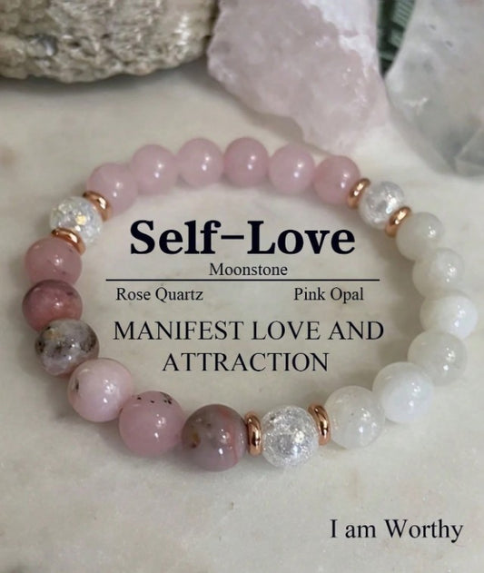 Bohemian moonstone and rose quartz crystal bracelet for women”

“Stretch meditation bracelet with love and harmony healing crystals”

“Spiritual trust and emotional balance bracelet for gifting”

“Boho style moonstone rose quartz jewelry for daily wear and meditation”


