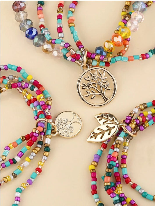 “Bohemian 3pcs beaded bracelet set with tree of life and leaf charms”

“Layered nature-inspired stretch bracelets for yoga, meditation, and daily wear”

“Spiritual beaded bracelet set with tree of life symbolism for women”

“Boho chic bracelet set with earthy charm accents and natural beads”

