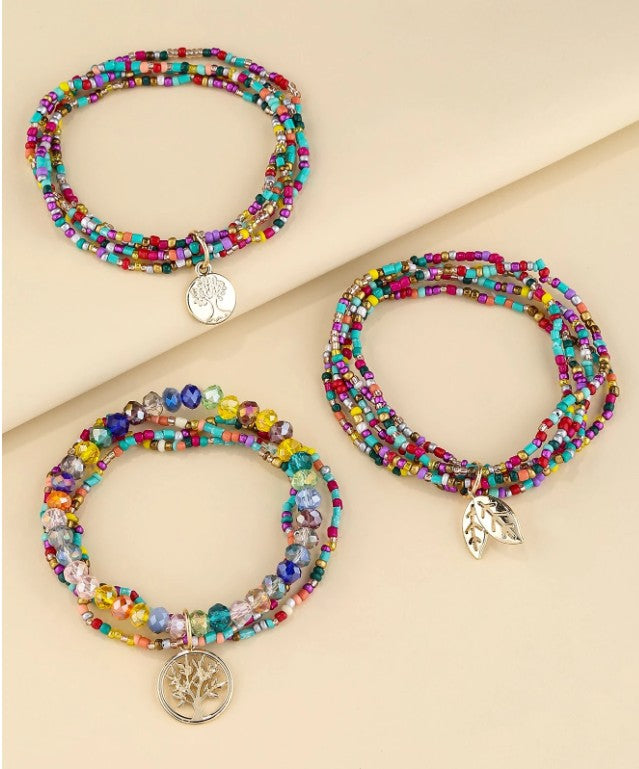 “Bohemian 3pcs beaded bracelet set with tree of life and leaf charms”

“Layered nature-inspired stretch bracelets for yoga, meditation, and daily wear”

“Spiritual beaded bracelet set with tree of life symbolism for women”

“Boho chic bracelet set with earthy charm accents and natural beads”

