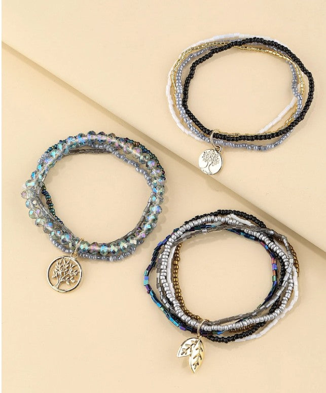 “Bohemian 3pcs beaded bracelet set with tree of life and leaf charms”

“Layered nature-inspired stretch bracelets for yoga, meditation, and daily wear”

“Spiritual beaded bracelet set with tree of life symbolism for women”

“Boho chic bracelet set with earthy charm accents and natural beads”

