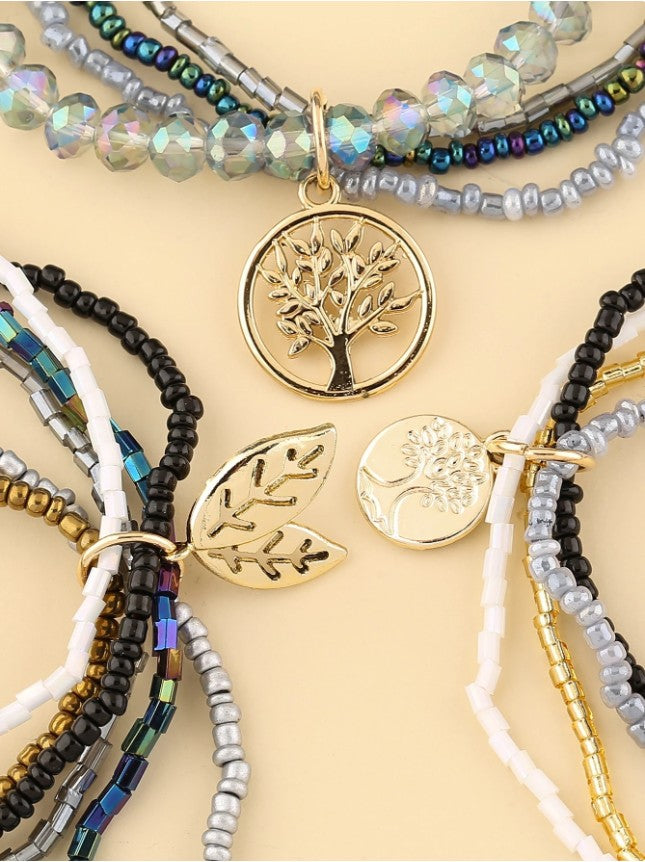 “Bohemian 3pcs beaded bracelet set with tree of life and leaf charms”

“Layered nature-inspired stretch bracelets for yoga, meditation, and daily wear”

“Spiritual beaded bracelet set with tree of life symbolism for women”

“Boho chic bracelet set with earthy charm accents and natural beads”

