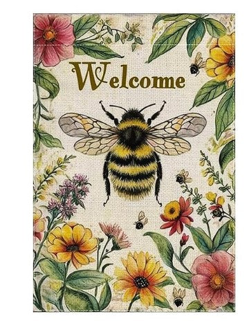 “Summer floral garden flag with colorful flowers and welcome text, 12x18 inch”

“Double-sided outdoor yard flag featuring vibrant flower design”

“Welcome garden flag for porch or patio, farmhouse summer décor”

“Bright floral print on burlap garden flag, seasonal outdoor sign”