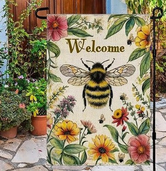 “Summer floral garden flag with colorful flowers and welcome text, 12x18 inch”

“Double-sided outdoor yard flag featuring vibrant flower design”

“Welcome garden flag for porch or patio, farmhouse summer décor”

“Bright floral print on burlap garden flag, seasonal outdoor sign”