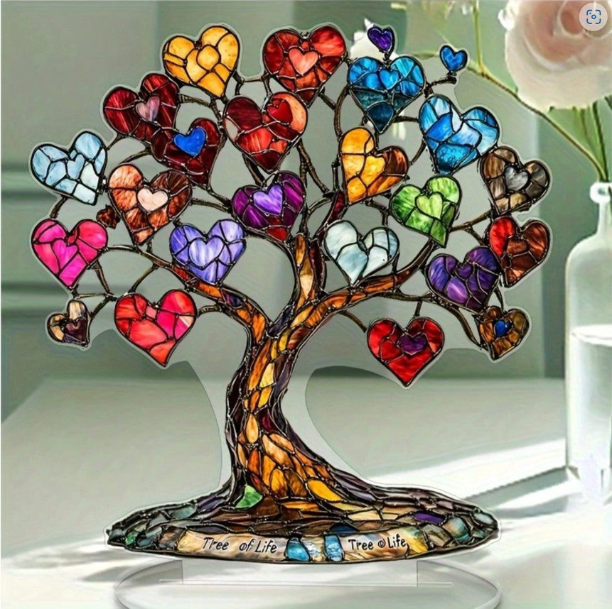 “7-inch acrylic Tree of Life wall art with heart design”

“Art Deco spiritual wall decor with heart-centered Tree of Life”

“Modern 2D acrylic artwork symbolizing love, growth, and unity”

“Tree of Life heart design decor for boho or spiritual homes”