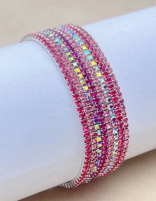 Minimalist Pink Multicolor Rhinestone Bracelet Set – 2mm