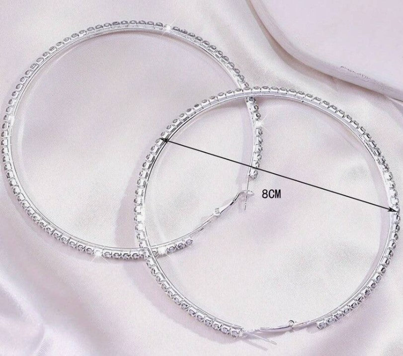 Exaggerated Rhinestone Hoop Earrings – Glam Statement Sparkle
