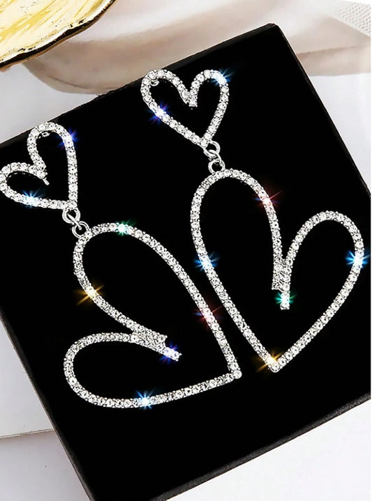 Silver Double Heart Earrings – Flirty & Feminine Charm Jewelry