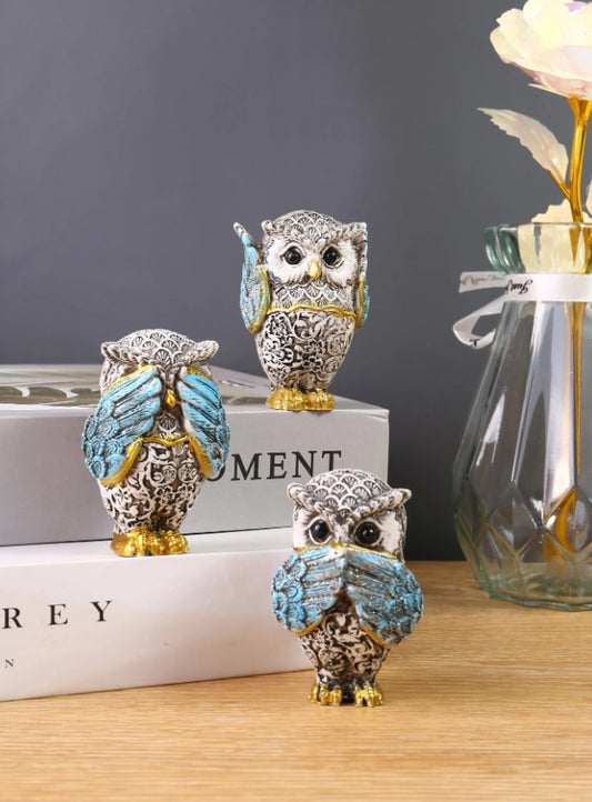 Three Wise Owls – Retro Boho Owl Shelf Decor Gift Set