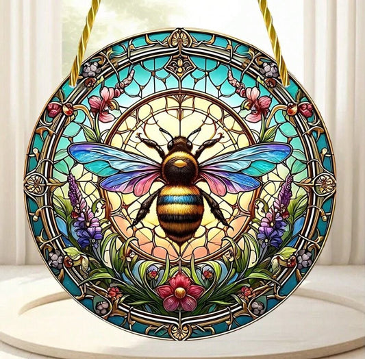 Colorful Acrylic Bee Sun Catcher – Nature-Inspired Window Hanging