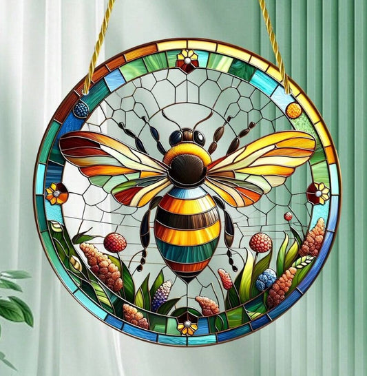 Colorful Acrylic Bee Sun Catcher – Nature-Inspired Petite Window Hanging