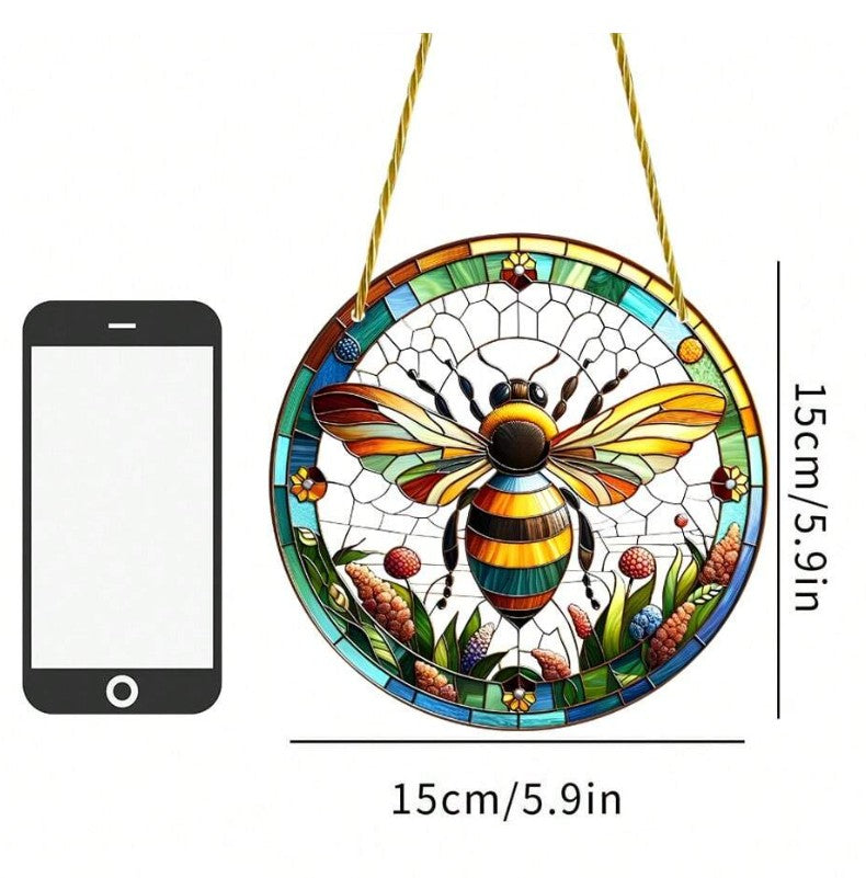 Colorful Acrylic Bee Sun Catcher – Nature-Inspired Petite Window Hanging