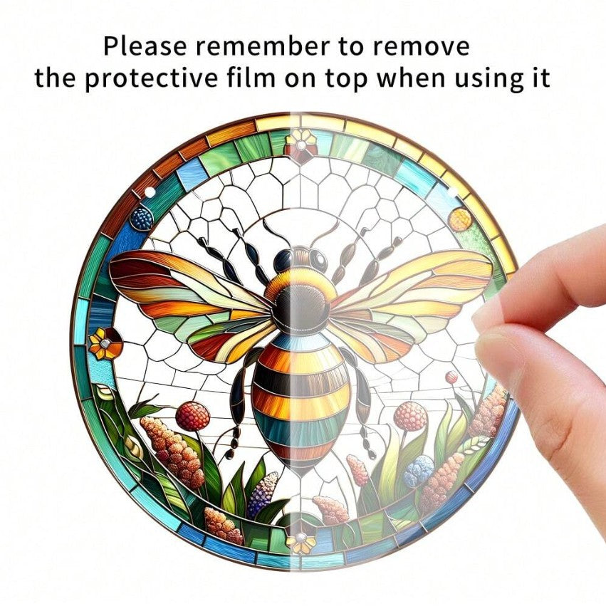 Colorful Acrylic Bee Sun Catcher – Nature-Inspired Petite Window Hanging