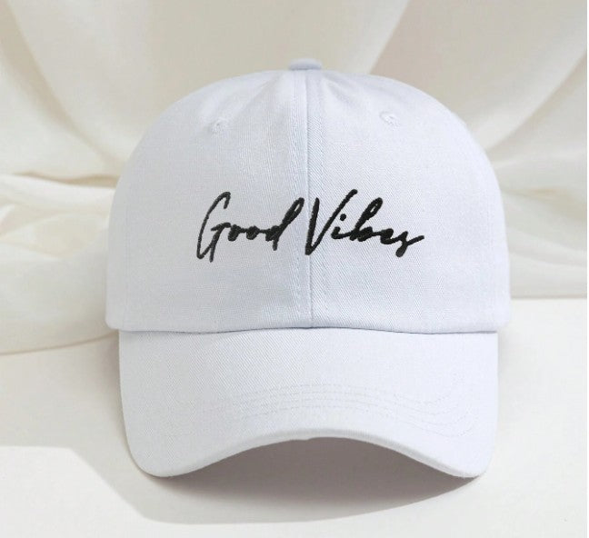 “Goodvibes embroidered adjustable unisex sun hat”

“Breathable lightweight curved brim hat for men and women”

“Positive message sun hat for summer and daily adventures”

“Relaxed fit embroidered sun hat for festival and beach style”

