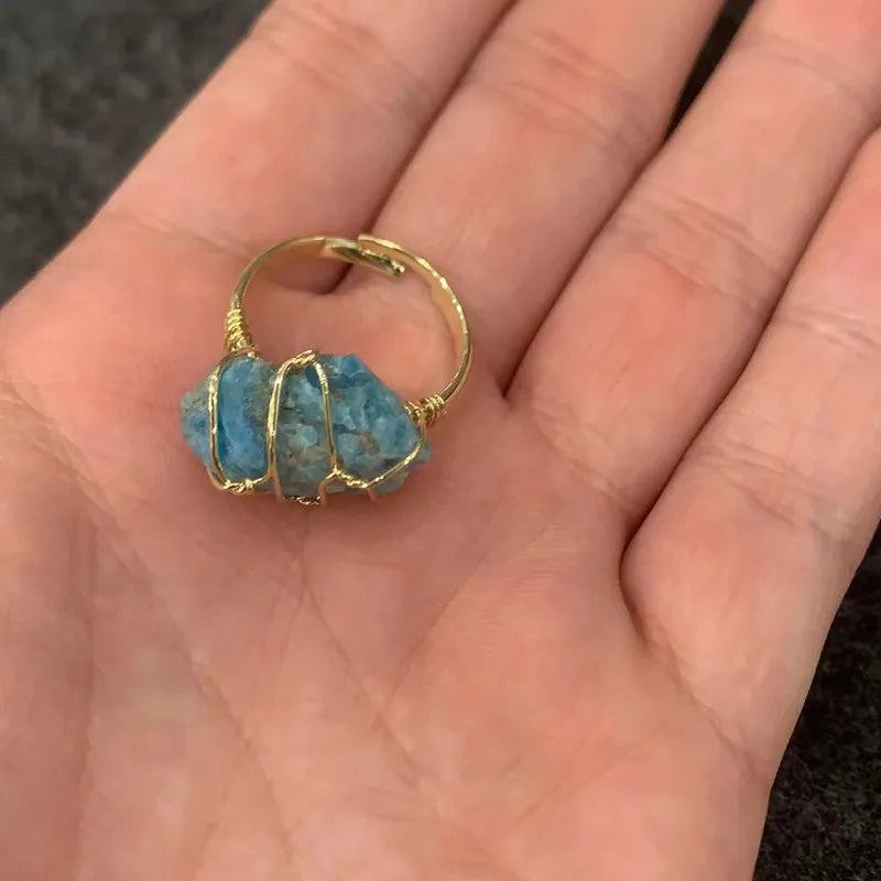 Natural Stone Healing Crystals Ring