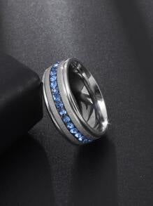Men’s Stainless Steel Rhinestone Ring